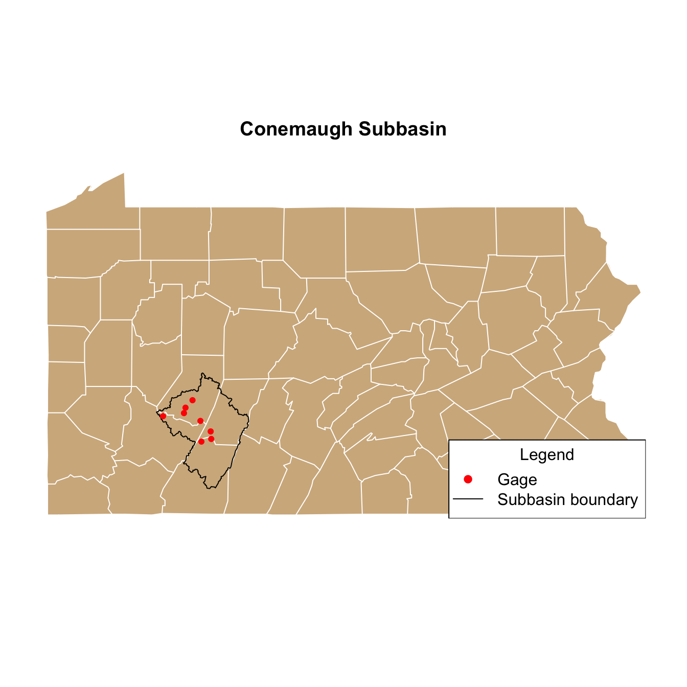 Polygon map of Pennsylvania