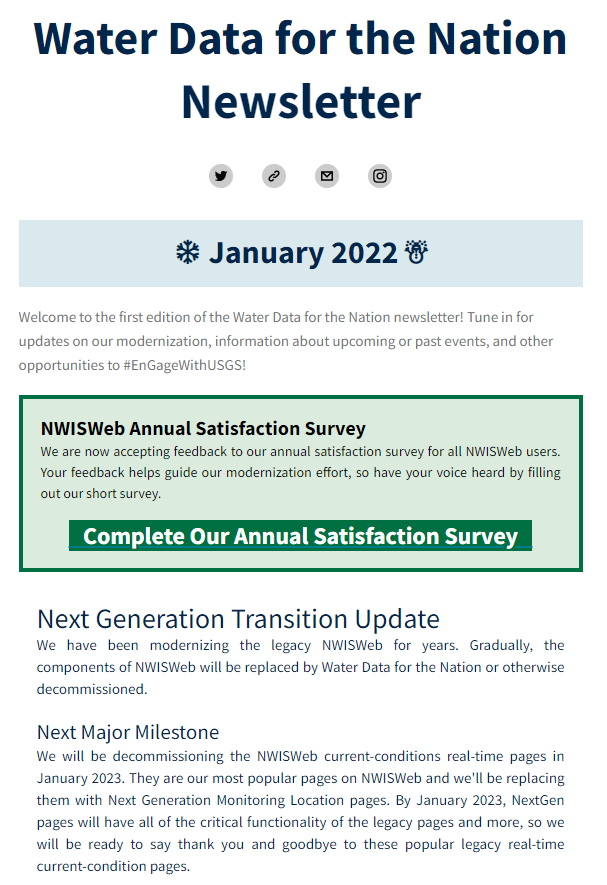 Screenshot of the beginning of the first edition of our newsletter which we released in January.